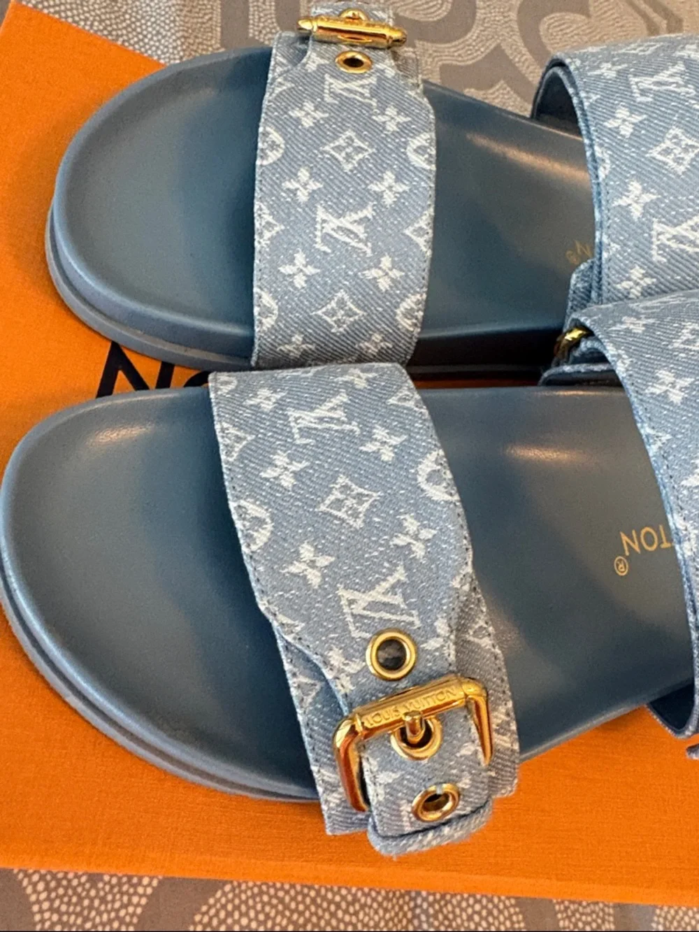Louis Vuitton Light Blue Monogram Denim Double-Strap Slides
Can ship next day - Picture 11 of 13